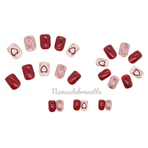 2/$16 Red Hearts Press On Nails - Picture 2 of 10